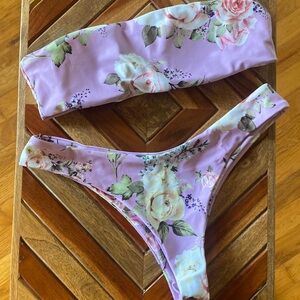 Zaful Floral Bikini Set in Purple